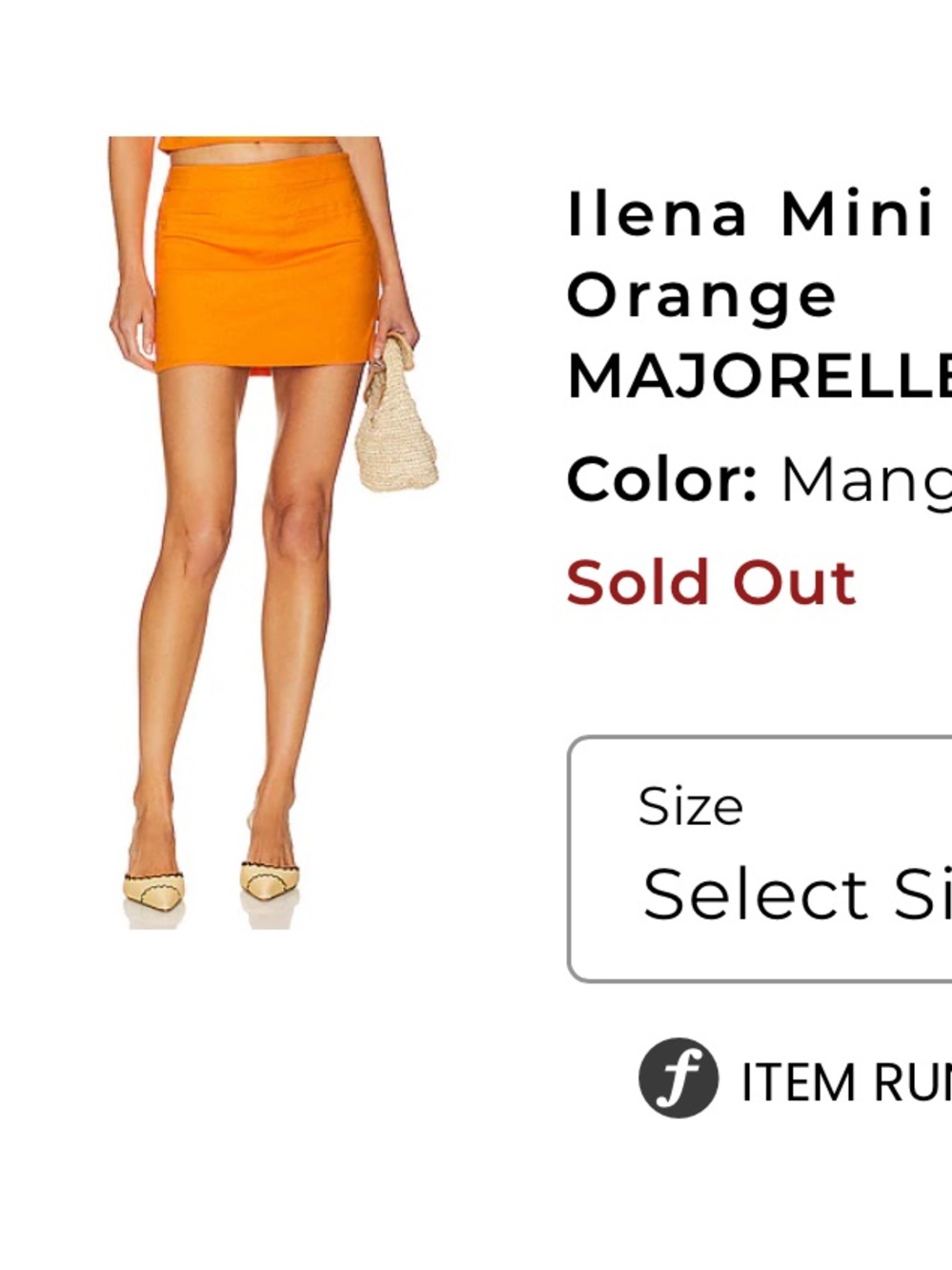 Majorelle Ilena Mini Skirt is featured in a vibrant mango orange color Size M